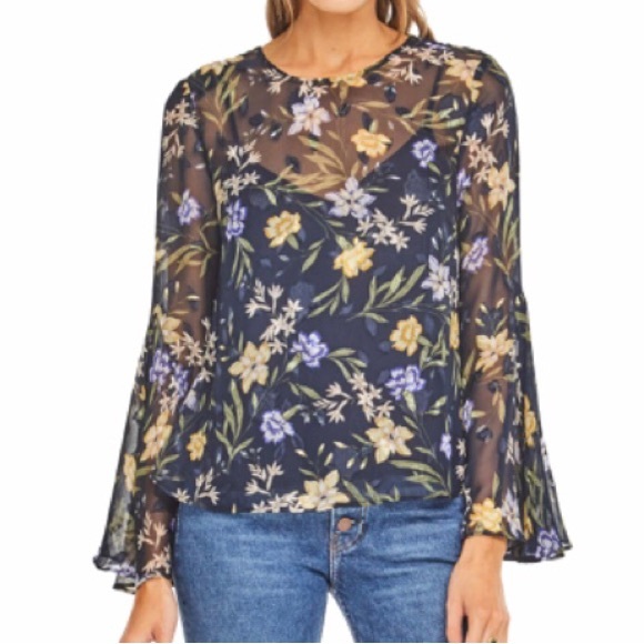 ASTR The Label Anya Top Navy Yellow Floral Size M - Picture 4 of 7
